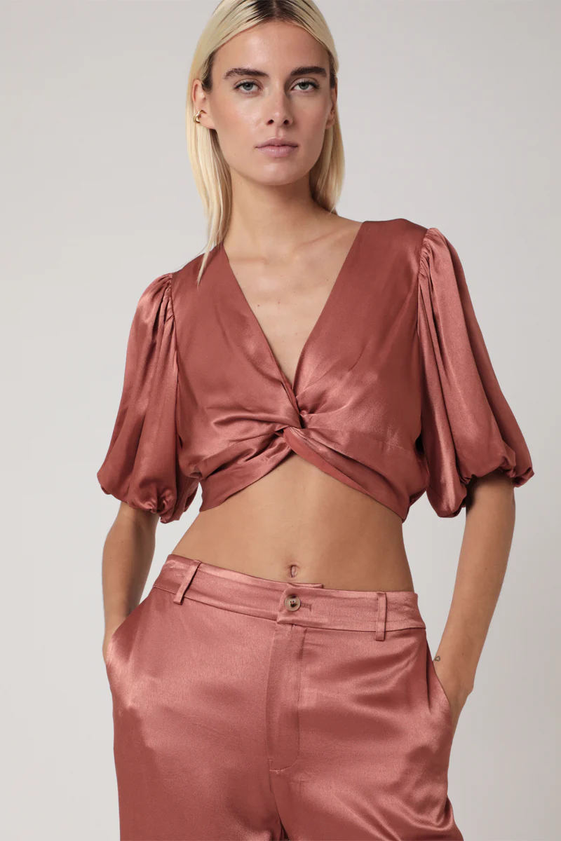 Crop Top Uni Noue Devant - Terracota - Image 5