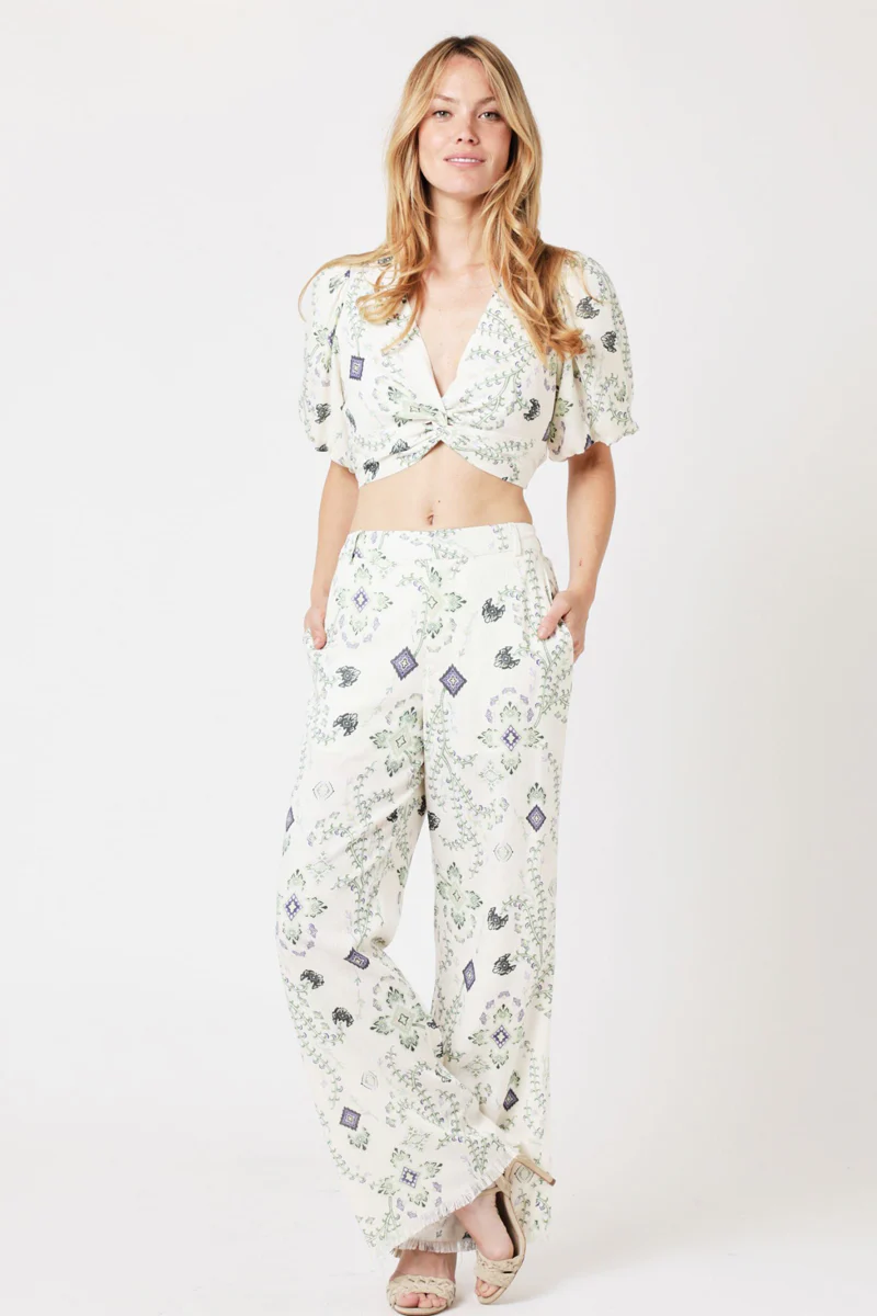 Crop Top Imprimé Noue Devant - Greenleaves - Image 3