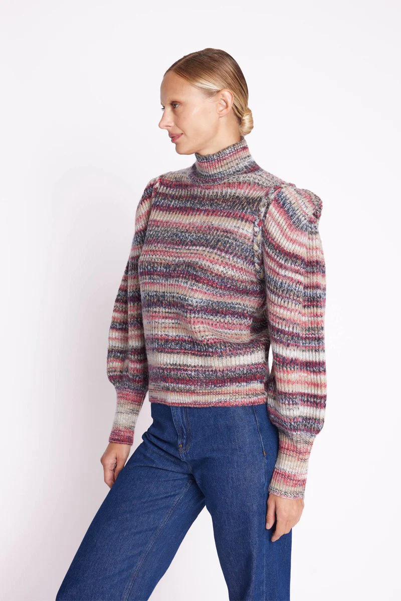 Pull Col Rond Manches Plis - Multicolor - Image 2