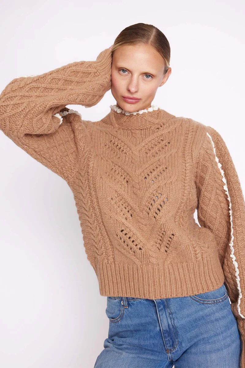Pull Col Montant Ml - Camel - Image 2