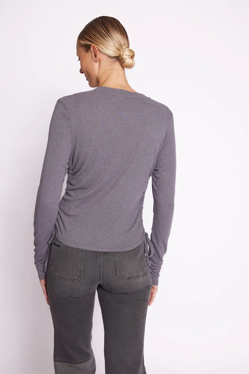 T-Shirt Col Rond Ml Liens - Heathergrey - Image 2