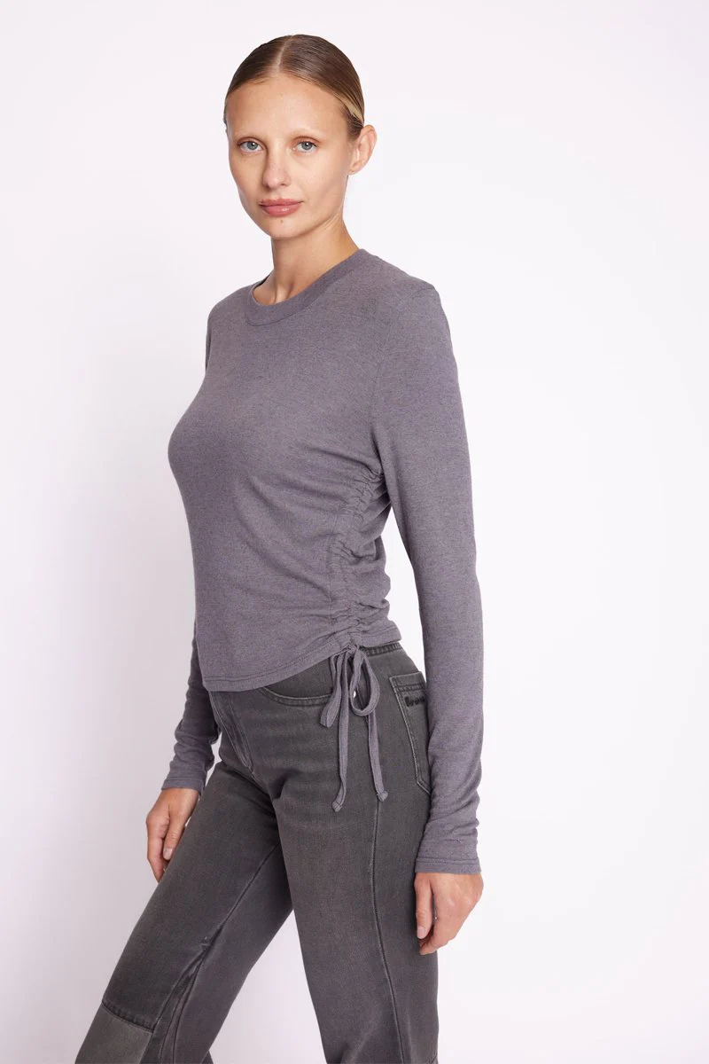 T-Shirt Col Rond Ml Liens - Heathergrey - Image 3