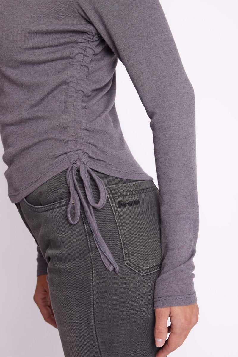 T-Shirt Col Rond Ml Liens - Heathergrey - Image 4