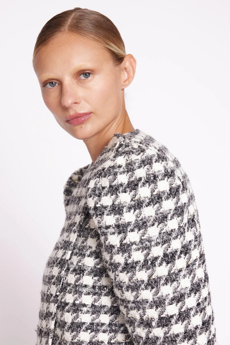 Manteau Uni Manches Bouffantes - Tweed Gris - Image 3