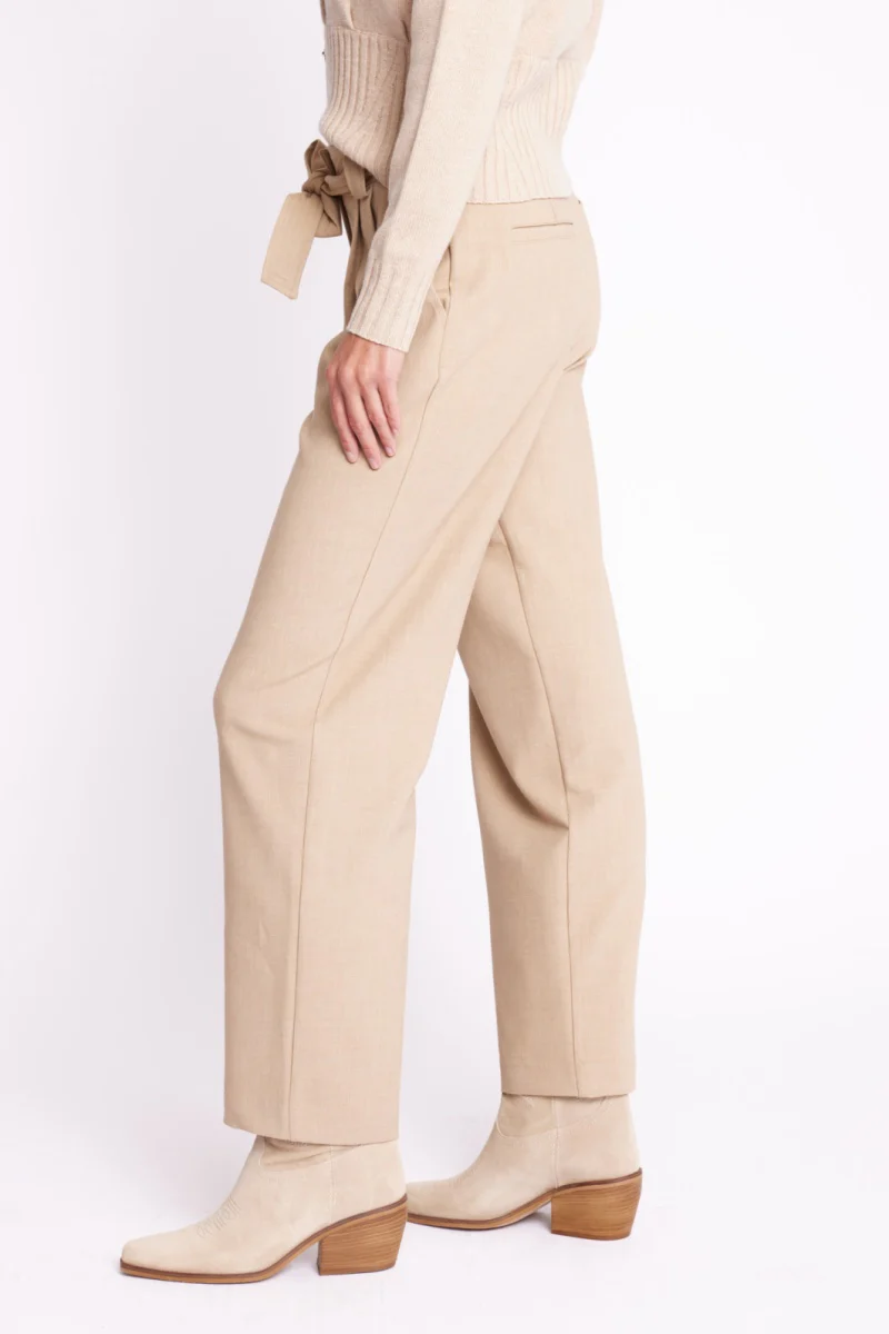 Pantalon A Pinces Et Ceinture - Beige - Image 3