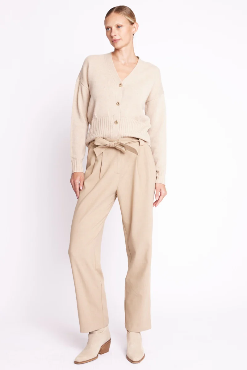 Pantalon A Pinces Et Ceinture - Beige - Image 4