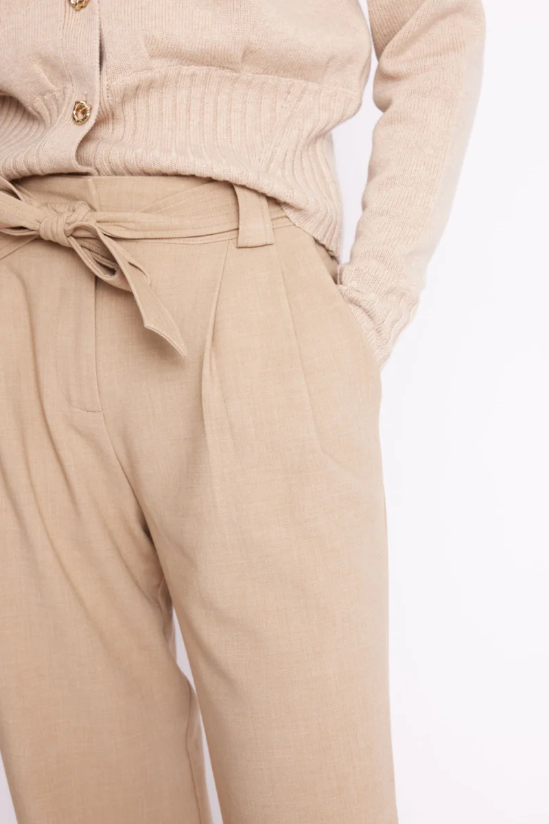 Pantalon A Pinces Et Ceinture - Beige - Image 5