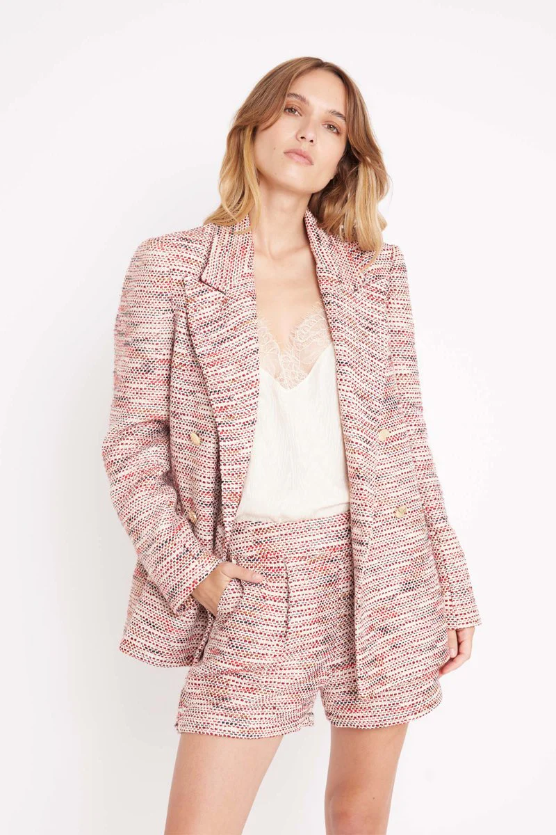Short Taille Haute En Tweed - Red - Image 2
