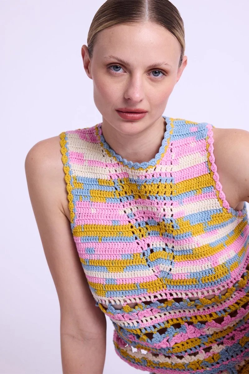 Debardeur Col Rd Crochet - Babyblue - Image 5