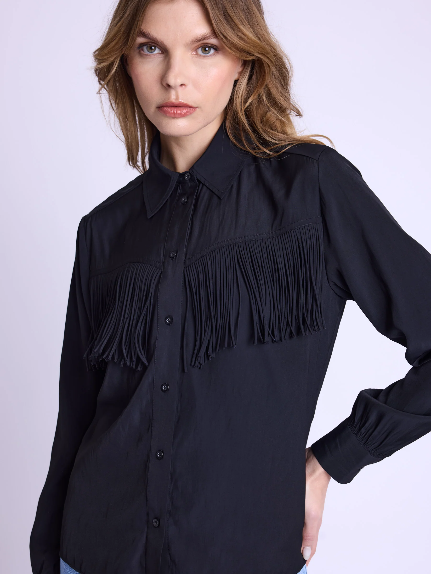 Chemise Avec Franges - Black - Image 4
