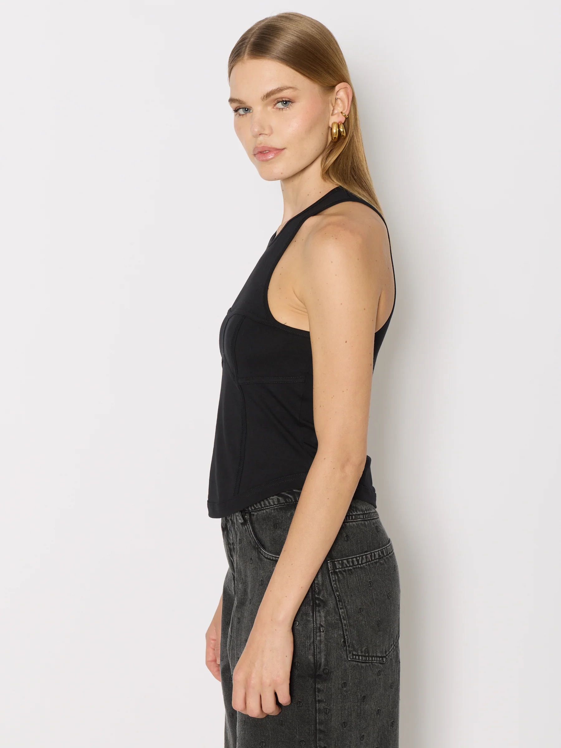 Debardeur Col Rd Corset - Black - Image 3
