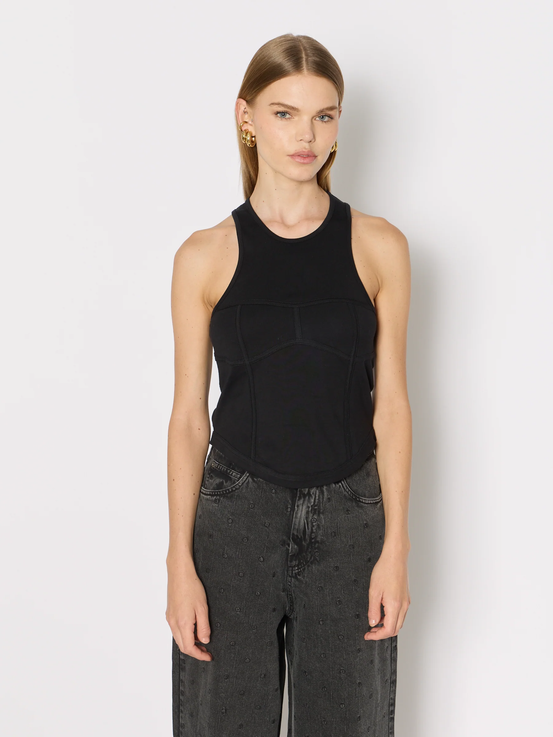 Debardeur Col Rd Corset - Black - Image 5