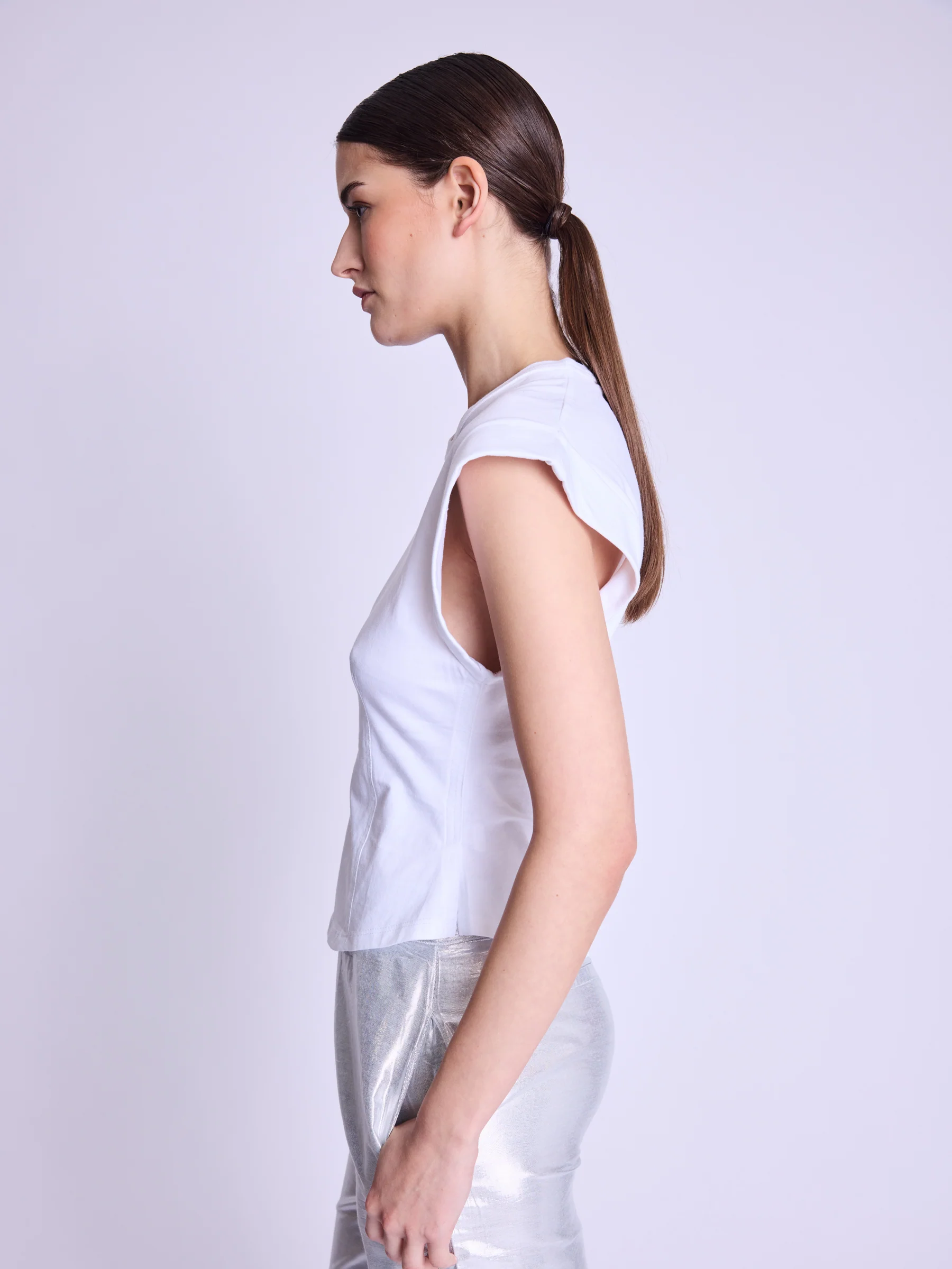 Tshirt Col Rond Corset - White - Image 2