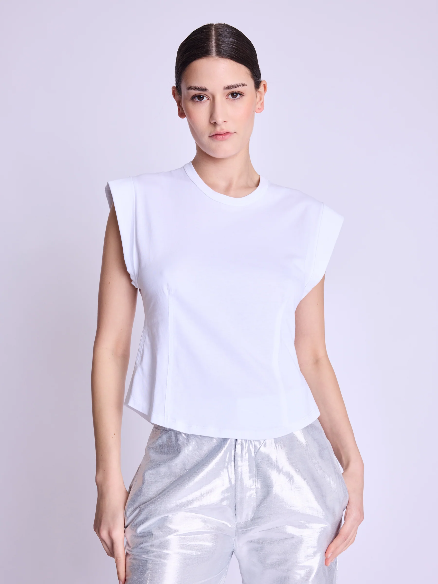 Tshirt Col Rond Corset - White - Image 4