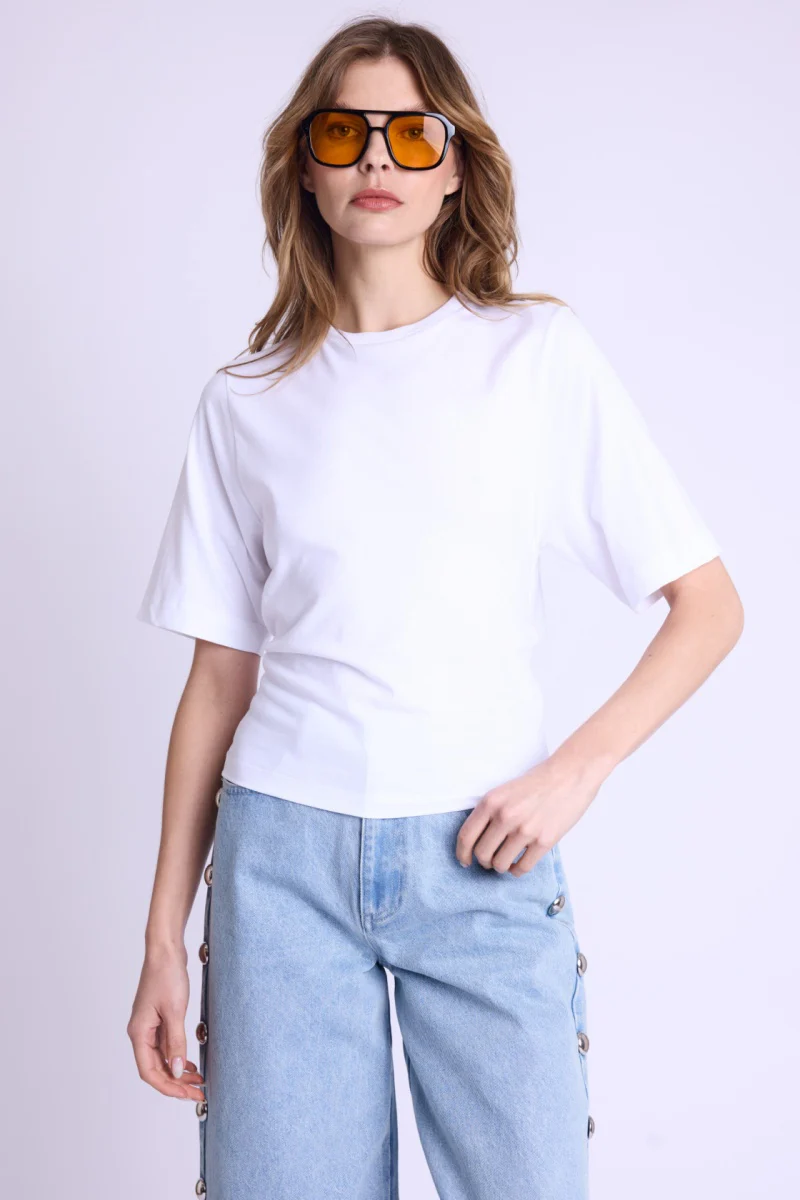 T-Shirt Mc Col Rd Noeud Dos - White - Image 2