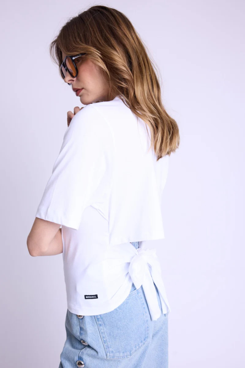 T-Shirt Mc Col Rd Noeud Dos - White - Image 3