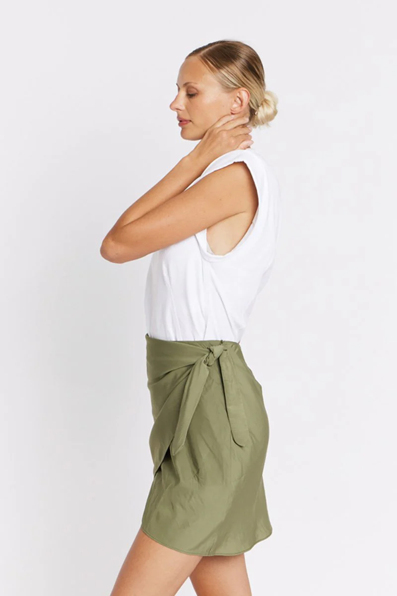 Jupe Fluide Avec Nœud - Khaki - Image 3