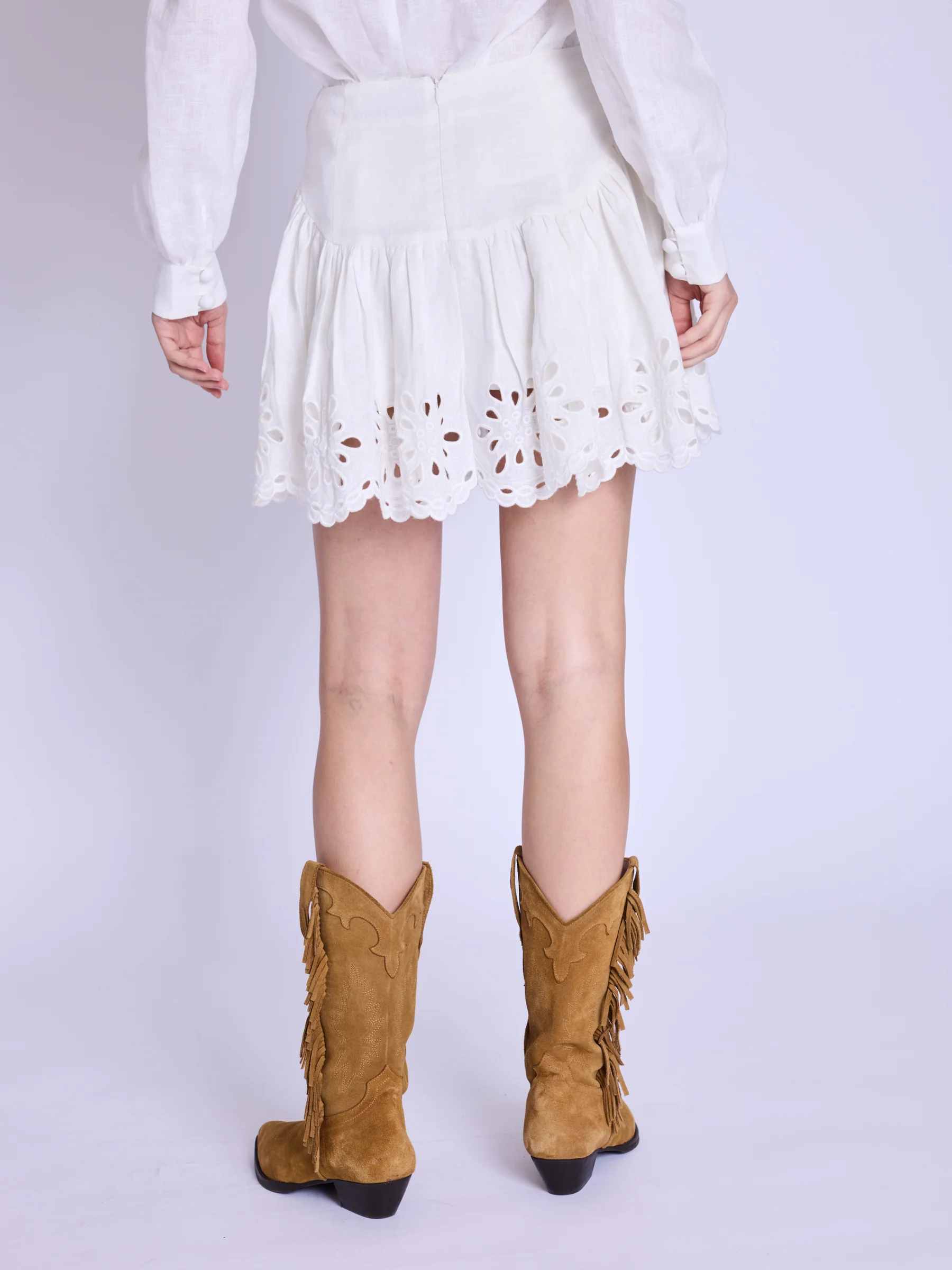 Jupe Courte Bas Brode - White - Image 8