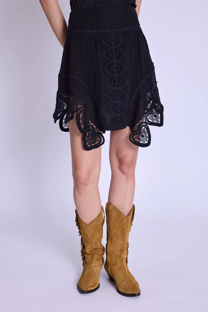 Jupe Avec Bas Macrame Cœur - Black - Image 3
