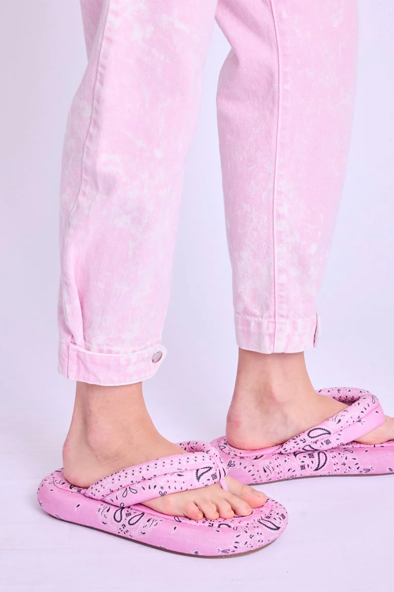 Jean Reglable Vers Le Bas - Pink - Image 4