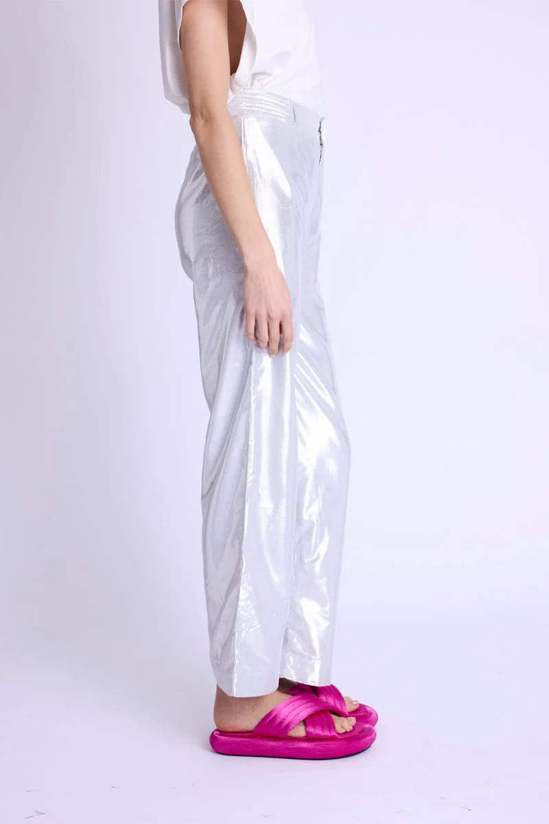 Pantalon Droit Rose Metalise - Silvermetal - Image 3