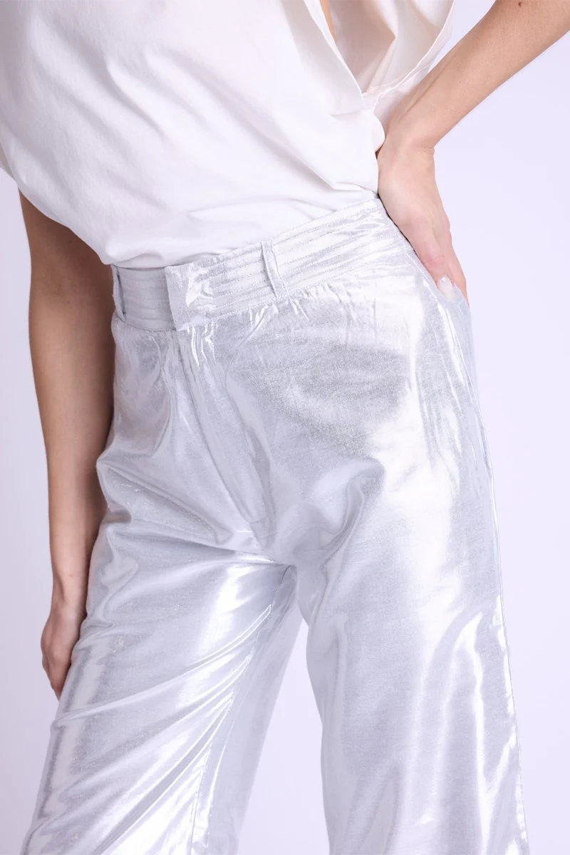Pantalon Droit Rose Metalise - Silvermetal - Image 4
