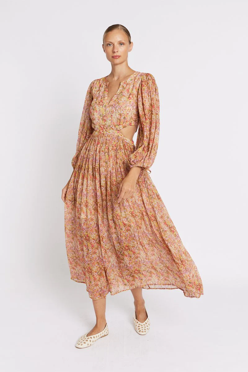 Robe Longue Ouverture Cote - Bloomflowerprint - Image 2