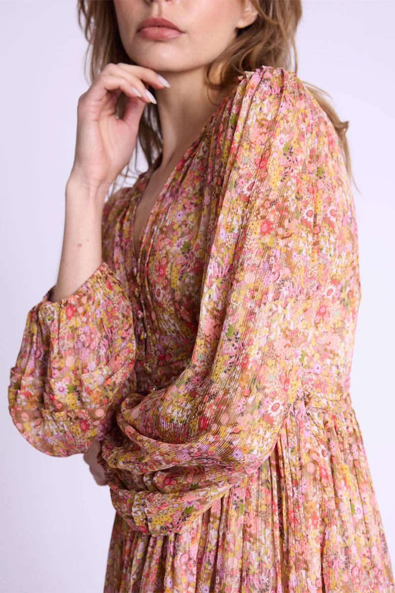 Robe Courte Col V Boutons Dvt - Bloomflowerprint - Image 4