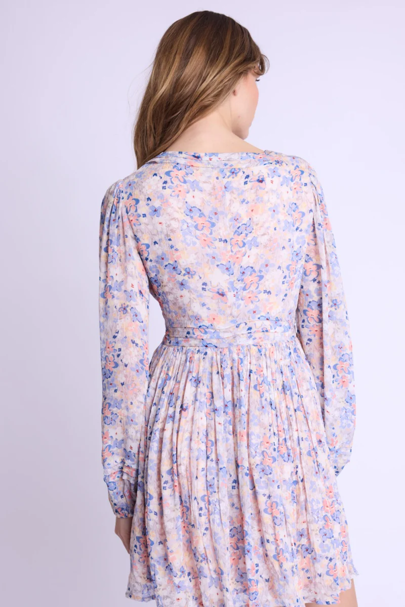 Robe Courte Col V Boutons Dvt - Gardenprint - Image 2