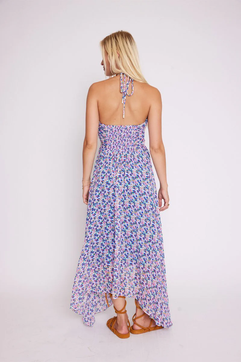 Robe Longue Avec Cordon Au Cou - Microflowersprint - Image 2