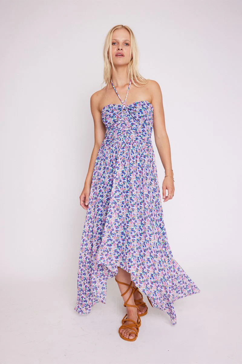 Robe Longue Avec Cordon Au Cou - Microflowersprint - Image 4
