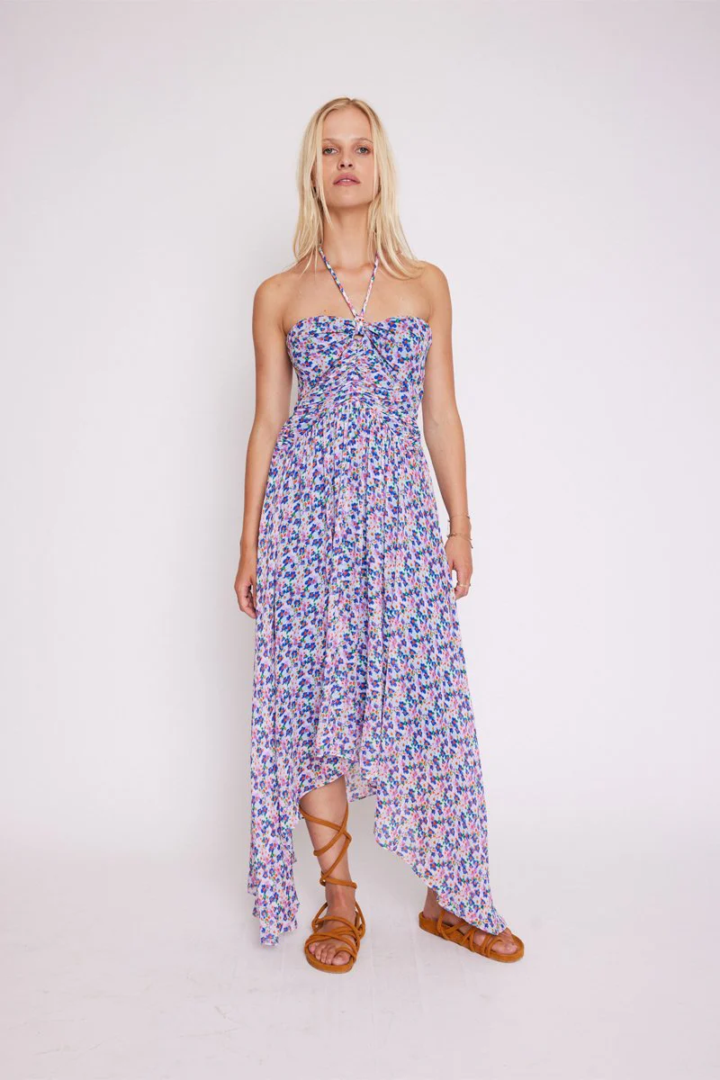 Robe Longue Avec Cordon Au Cou - Microflowersprint - Image 5