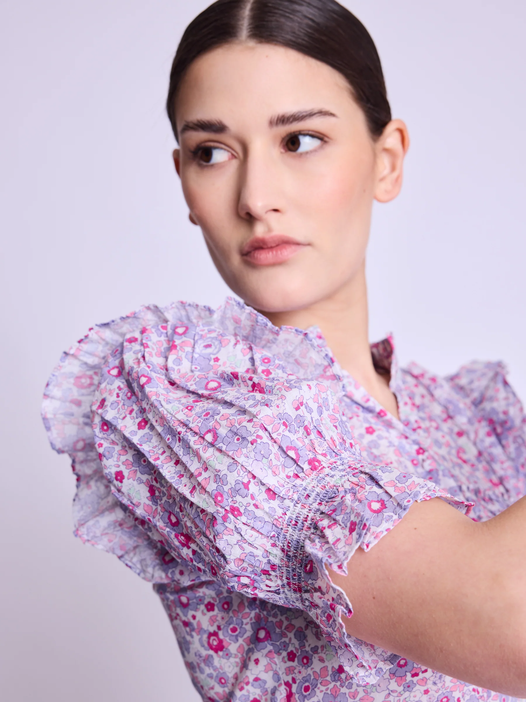 Robe Longue Avec Cordon Cotes - Pink-Liberty-Print - Image 4