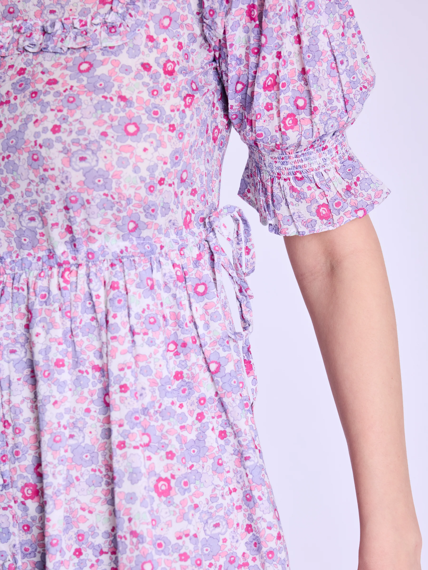 Robe Longue Avec Cordon Cotes - Pink-Liberty-Print - Image 6