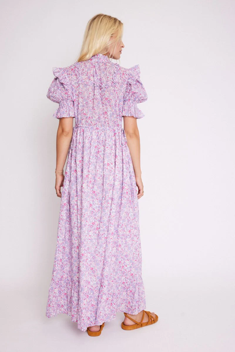 Robe Longue Avec Cordon Cotes - Pinklibertyprint - Image 2