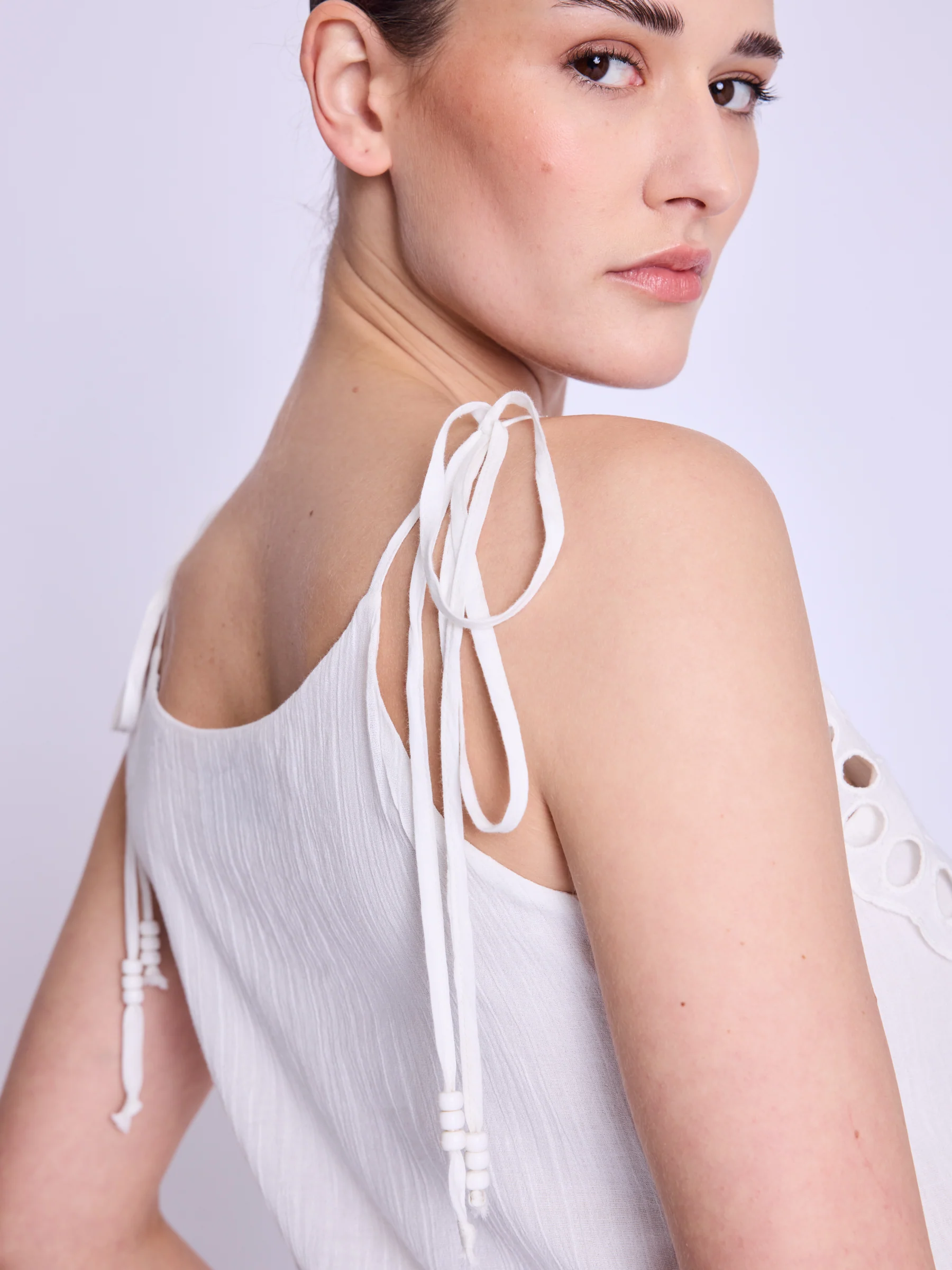 Top Avec Broderie Papillon - Off-White - Image 5