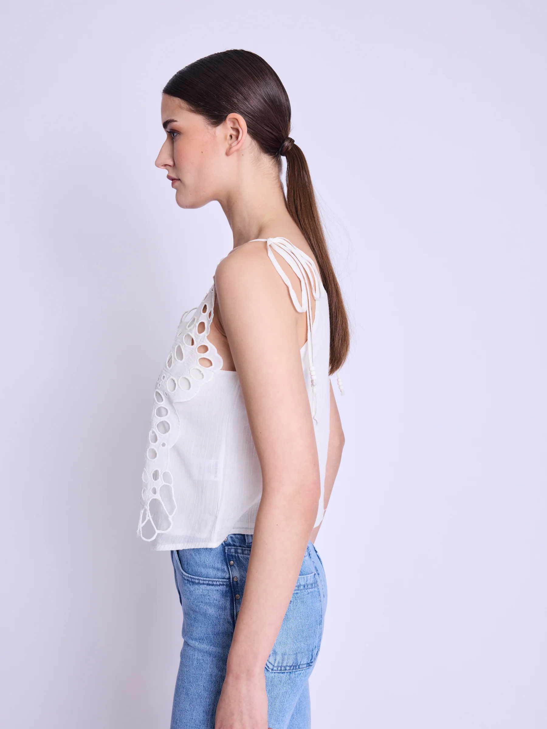 Top Avec Broderie Papillon - Off-White - Image 7