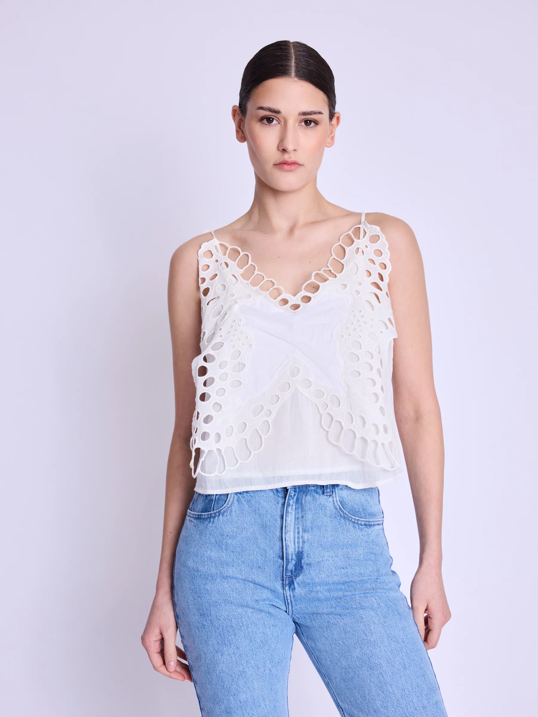 Top Avec Broderie Papillon - Off-White - Image 9
