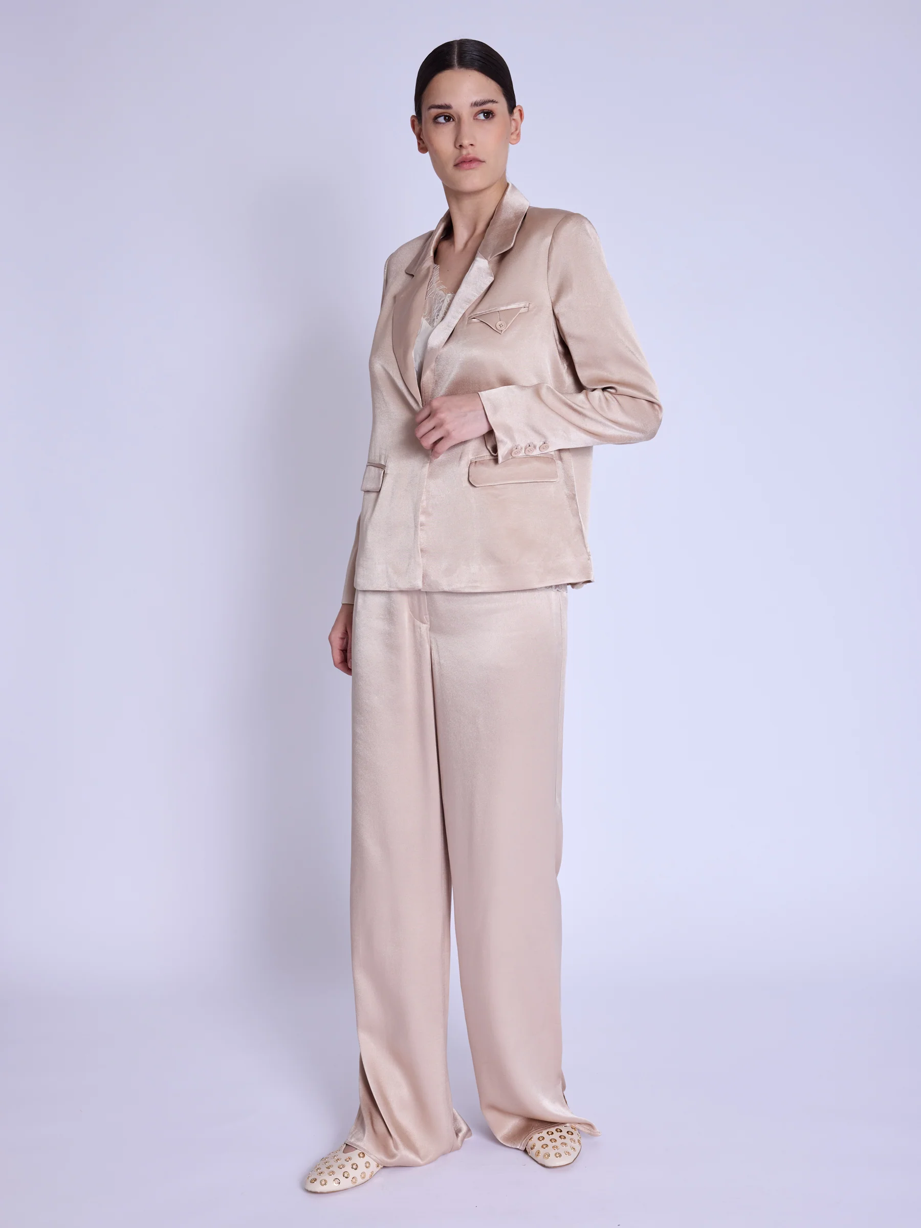 Veste Tailleur Satinee - Camel - Image 3