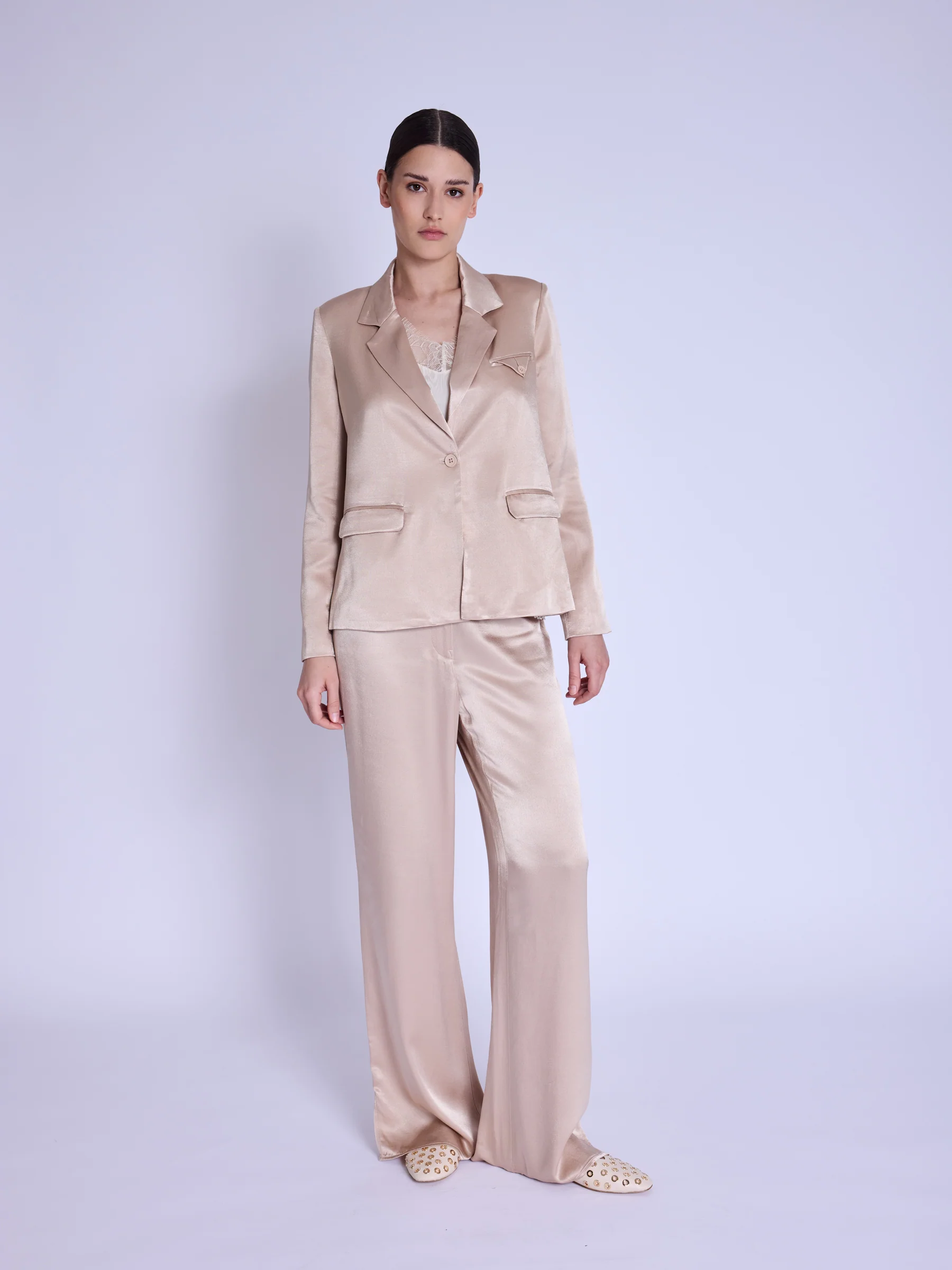 Veste Tailleur Satinee - Camel - Image 4