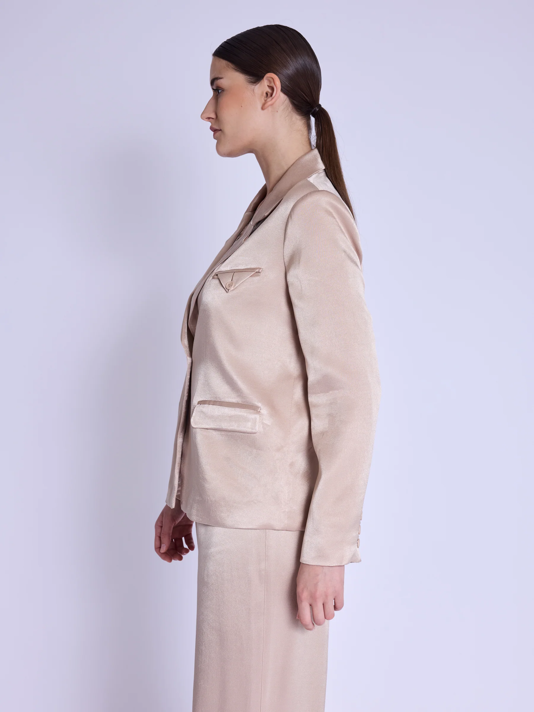 Veste Tailleur Satinee - Camel - Image 5