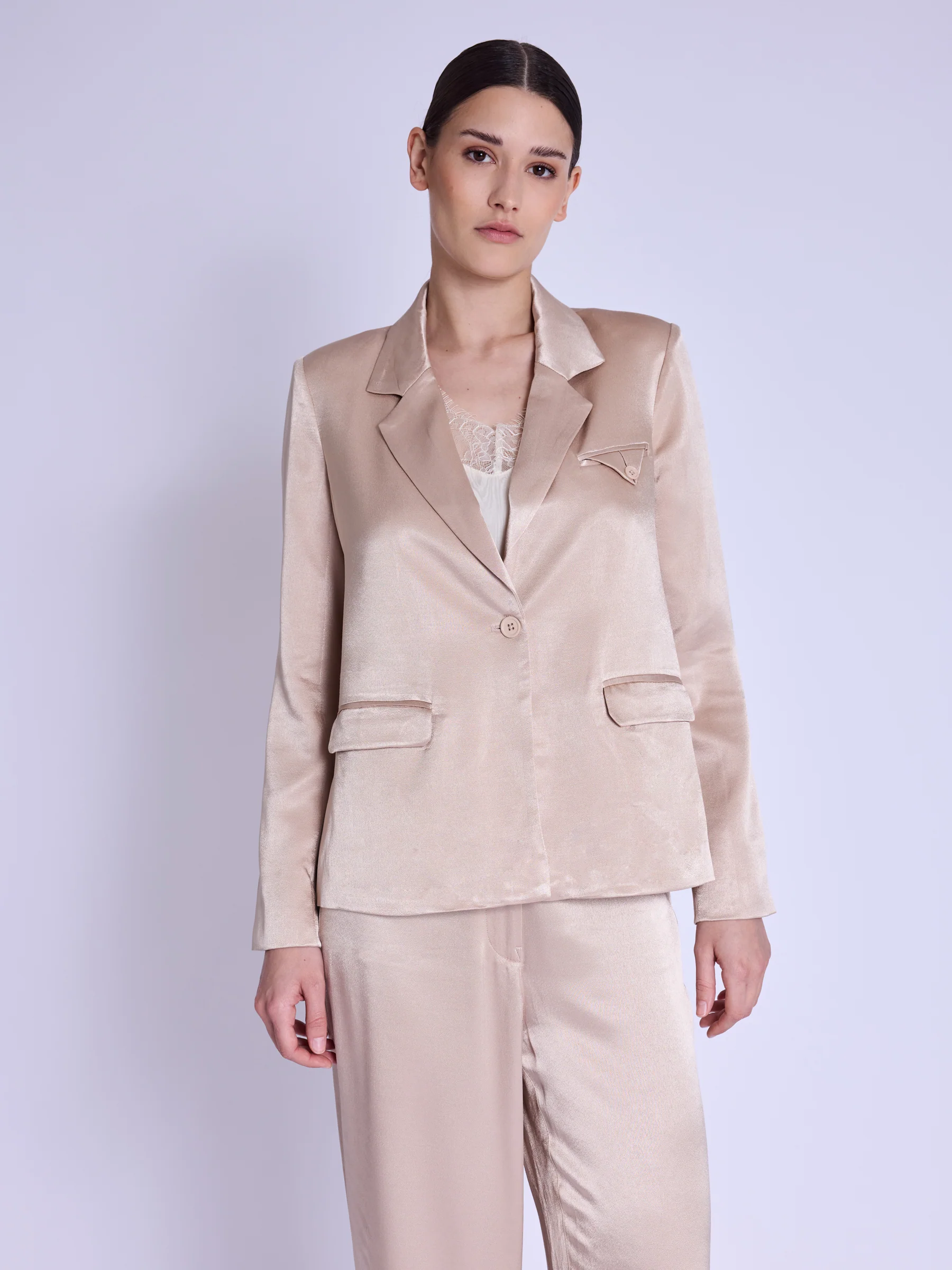 Veste Tailleur Satinee - Camel - Image 6