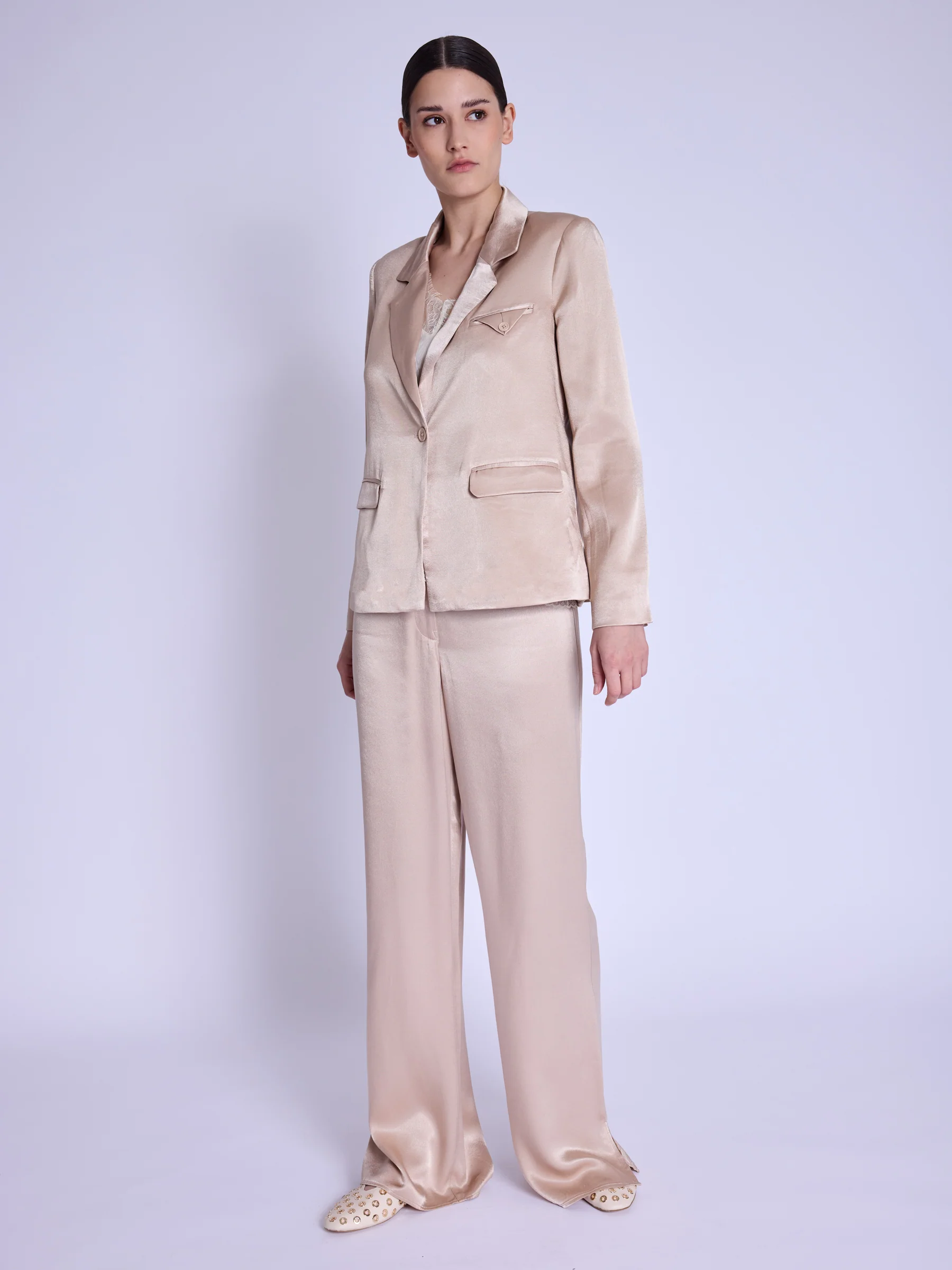 Veste Tailleur Satinee - Camel - Image 7