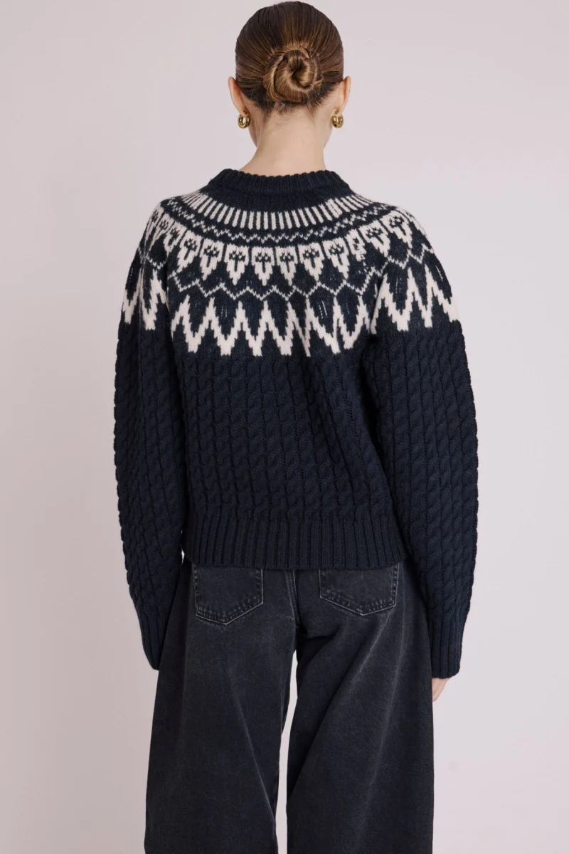 Pull Col Rond Ml Jacquard - Blackforest - Image 2