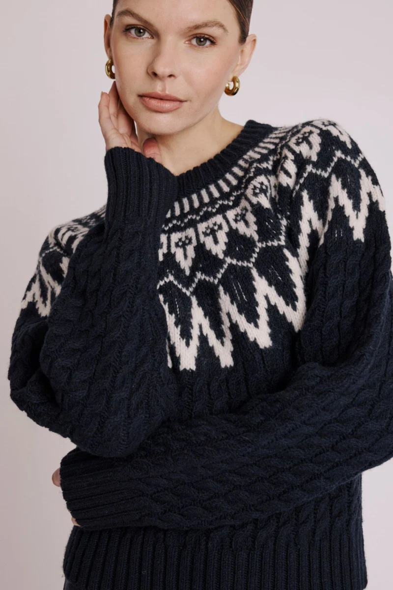 Pull Col Rond Ml Jacquard - Blackforest - Image 4