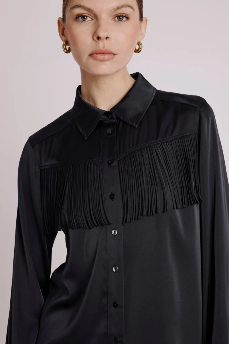 Chemise Frange Poitrine - Black - Image 3