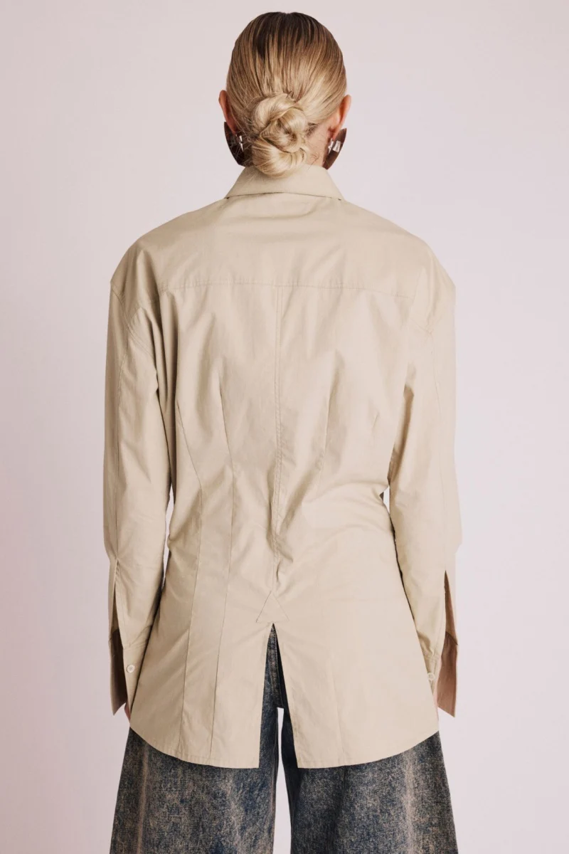 Chemise Cintree Taille Pinces - Beige - Image 2