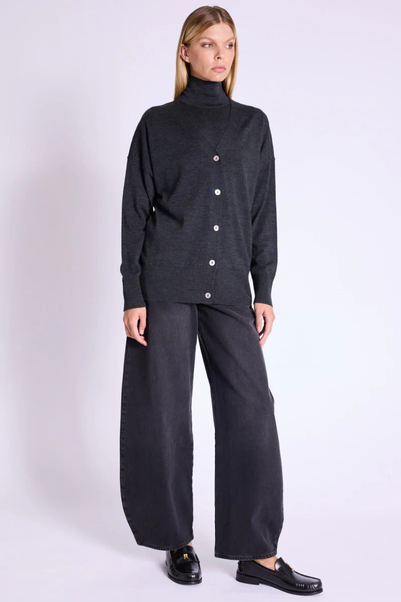 Cardigan Oversize Col V - Dark - Image 3
