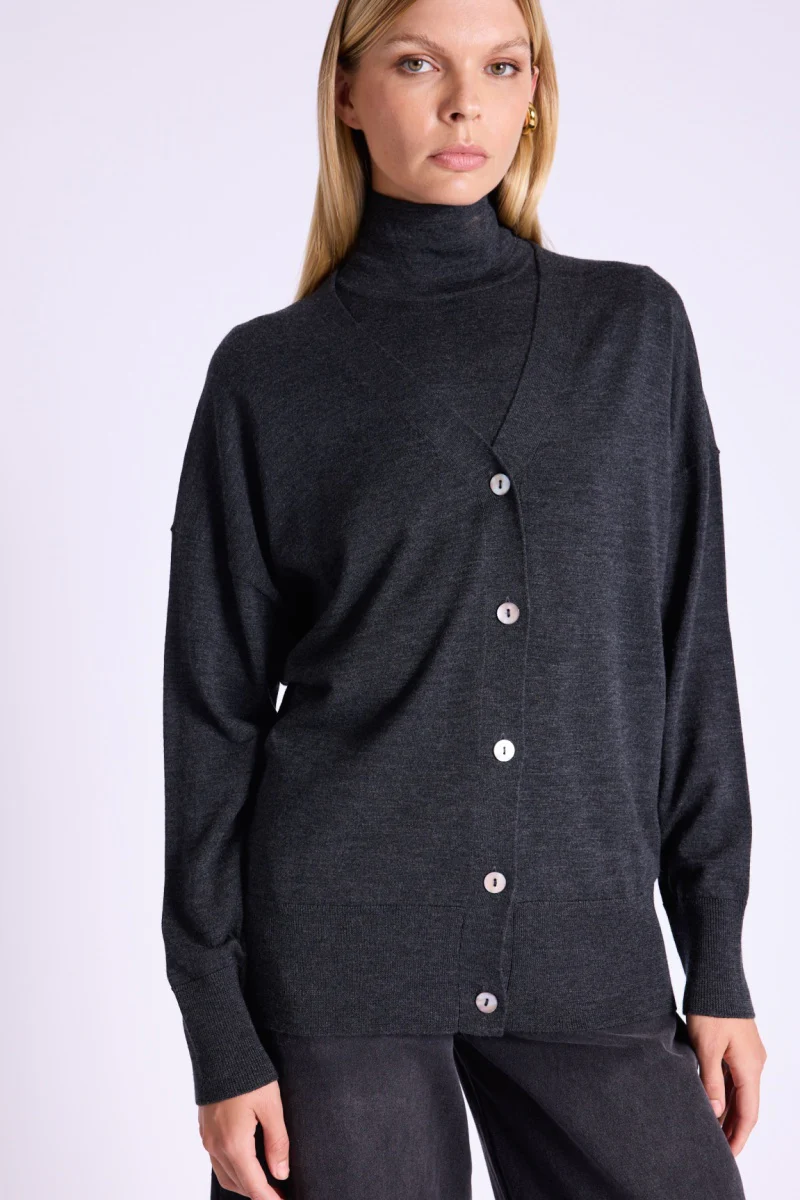 Cardigan Oversize Col V - Dark - Image 5