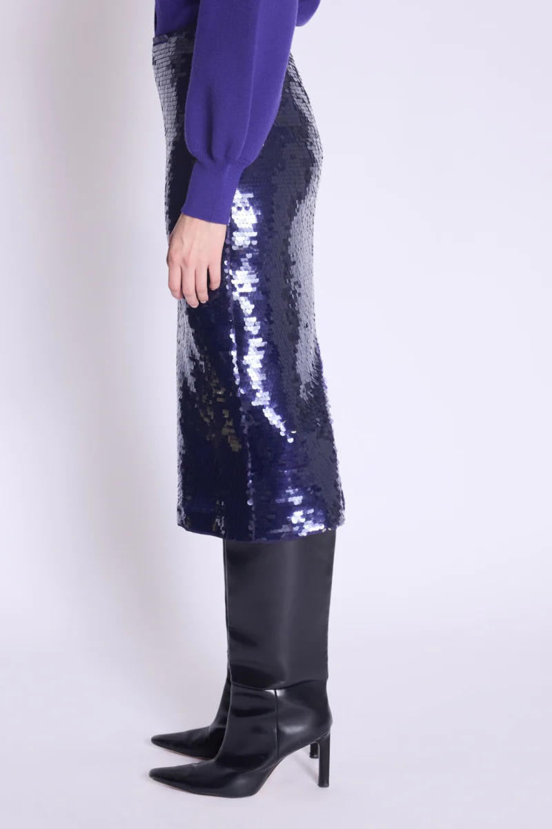 Jupe Longue A Sequins - Purple - Image 3